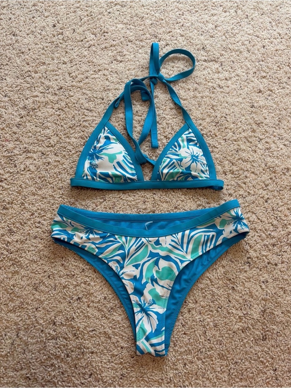 Target Blue Teal Floral Triangle Bikini